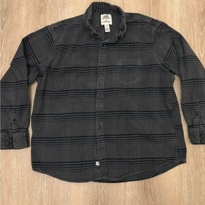 LANDS' END x BLAKE SHELTON Mens XL Black Button-Up Lightweight Flannel Oeko Tex